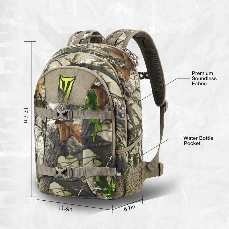 Hunting Backpack with Waterproof Rain Cover, 25L Hunting Pack, Durable Hunting Day Pack for Bow Rifle Gun