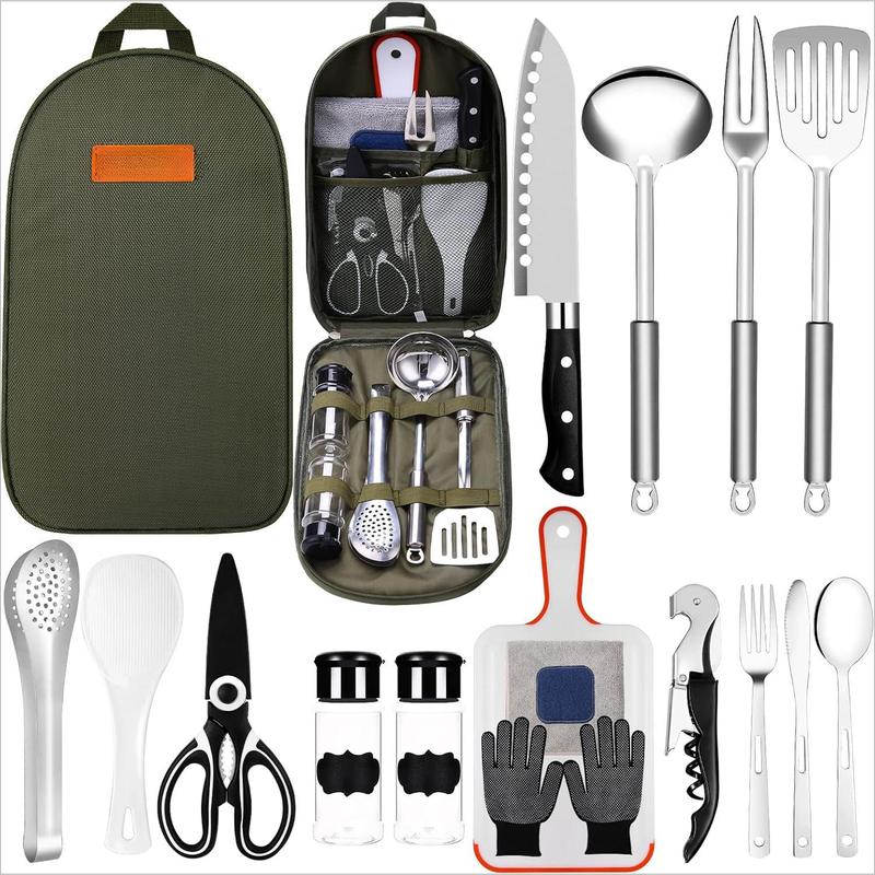 Camping Essentials Camping Accessories Gear Must Haves Camper Tent Camping Kitchen Rv Cooking Set Camping Cooking Utensils Set Supplies Gadgets Outdoor Stove Portable Picnic Gifts BBQ Stuff