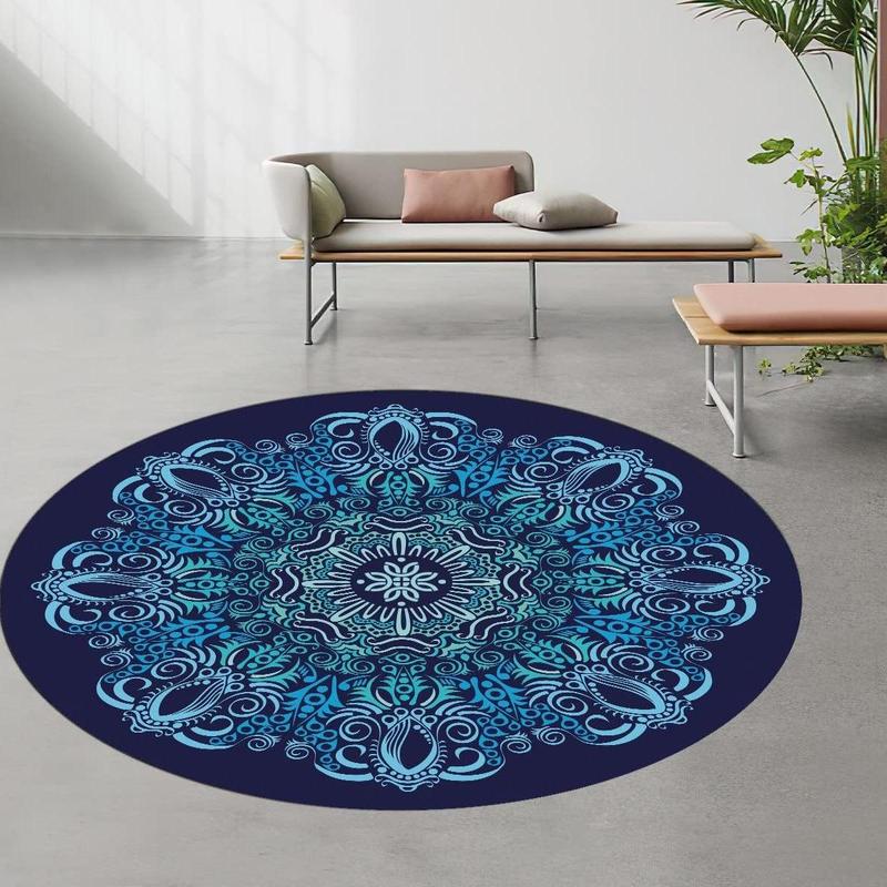 Round Yoga Mat, Non-slip Meditation Cushion, Mandala Pattern Yoga Mat for Home Gym Workout, Yoga & Pilates Equipment