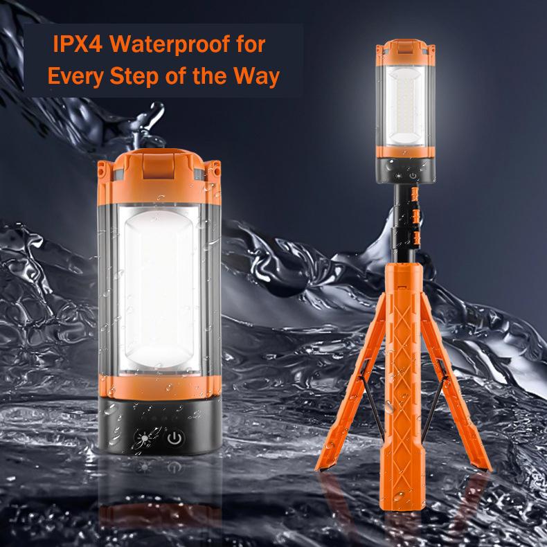 Rechargeable 10000 mAh Camping Light with Stand, 2100 Lumens Cordless Dimmable Camping Work Light with Detachable Tripod