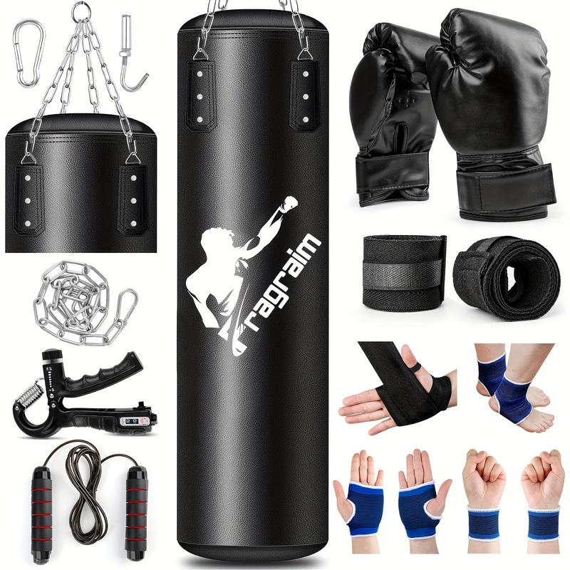 Adult Pump, 4 Ft Pu Heavy Duty Boxing Bag Suit, Pump with 12 Oz Boxing Glove, Suitable for Home Gym MMA Karate Taekwondo Muay Thai Training-Unfilled