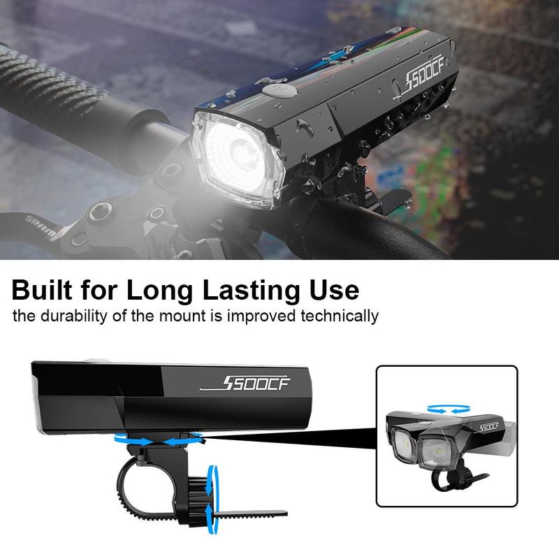 Rechargeable Bike Light, Super Bright Bicycle Headlight Built-in Apple Find My Positioner, Cycling Light for Outdoor