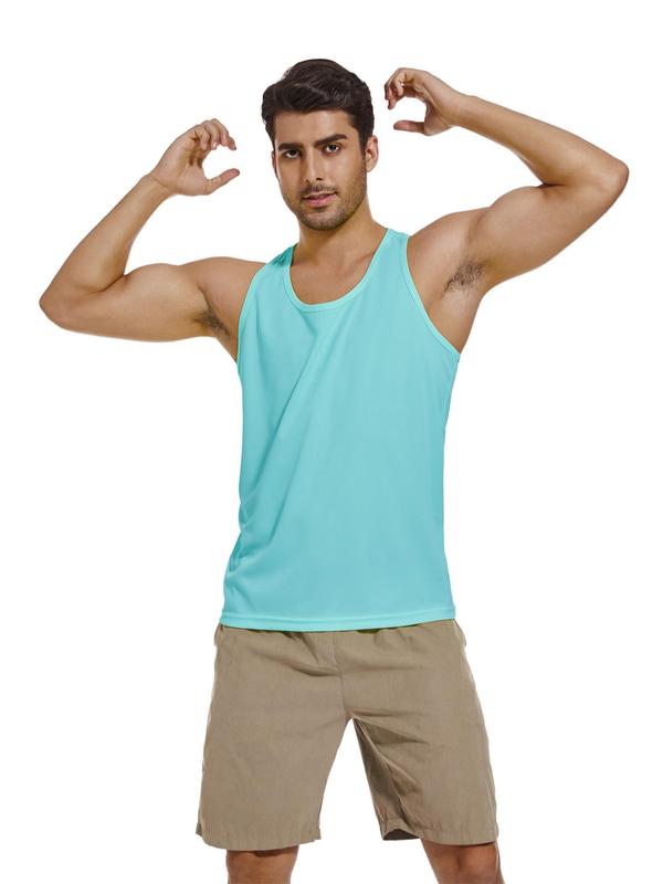 Men's Solid Color Reflective Striped Design Sports Tank Top, Gym Vest, Regular Fit Sporty Breathable Quick Drying Sleeveless Vest, Men's Sports Top for Gym Workout Running