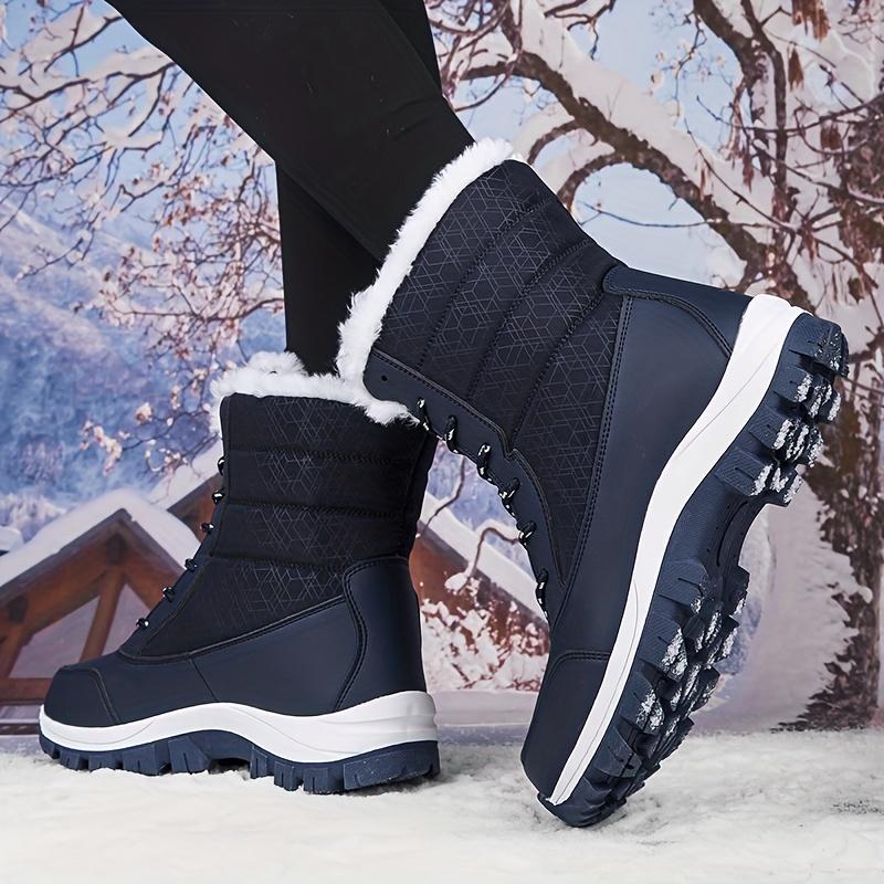 Winter Hiking Boots - Superior Grip, Ultra-Soft Fleece Lining, Comfy Lace-up Thermal Insulation - Designed for Women, Outdoor Activities, Faux Leather Mid Calf Boots