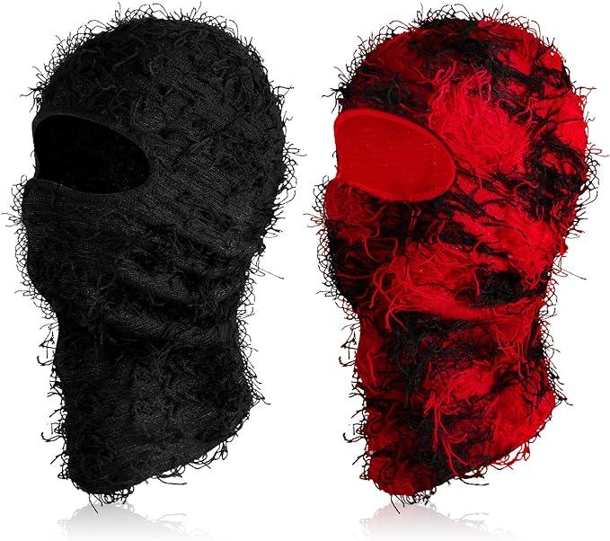 Distressed Balaclava Ski Mask Full Face Knitted Fuzzy Balaclava Yeat Shiesty Distress Mask for Men Women