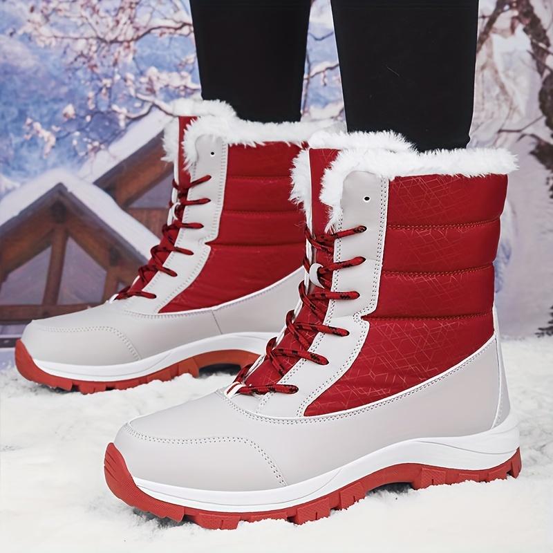 Winter Hiking Boots - Superior Grip, Ultra-Soft Fleece Lining, Comfy Lace-up Thermal Insulation - Designed for Women, Outdoor Activities, Faux Leather Mid Calf Boots