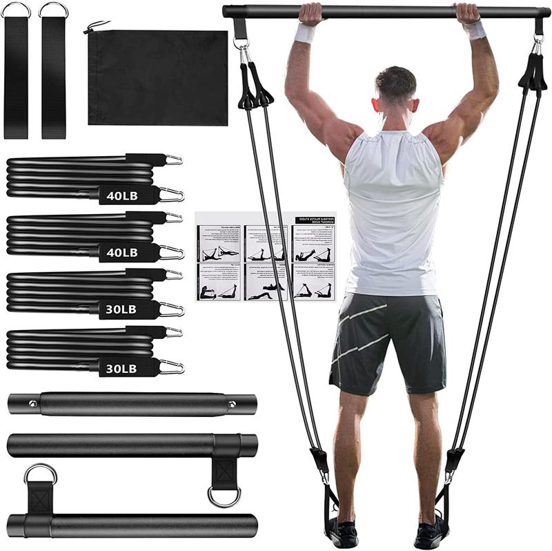 Pilates Bar Kit with Resistance Bands,Pilates Bar with Stackable Bands Workout Equipment for Legs,Hip,Waist and Arm,Exercise Fitness Equipment for Women & Men Home Gym Yoga Pilates