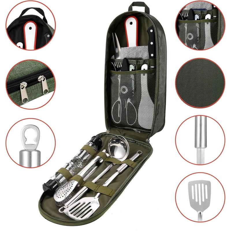 Camping Essentials Camping Accessories Gear Must Haves Camper Tent Camping Kitchen Rv Cooking Set Camping Cooking Utensils Set Supplies Gadgets Outdoor Stove Portable Picnic Gifts BBQ Stuff