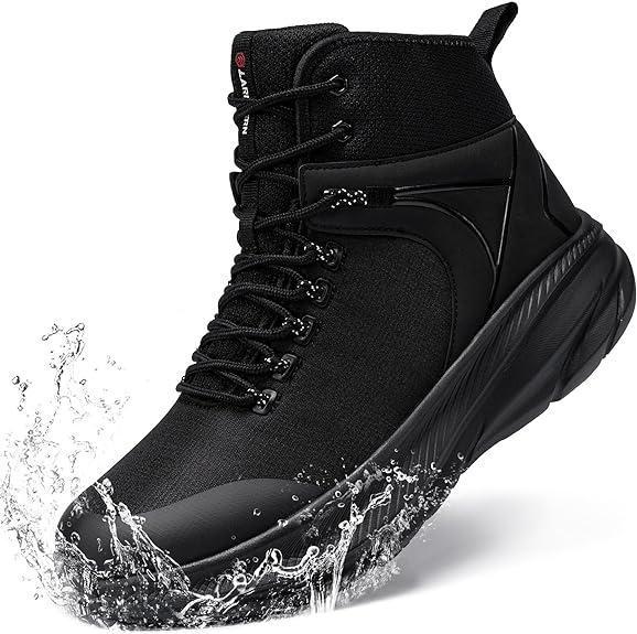 Men's Waterproof Hiking Boots for 6 Inches Slip Resistant Lightweight Military Tactical Work Boots Police Motorcycle Shoes