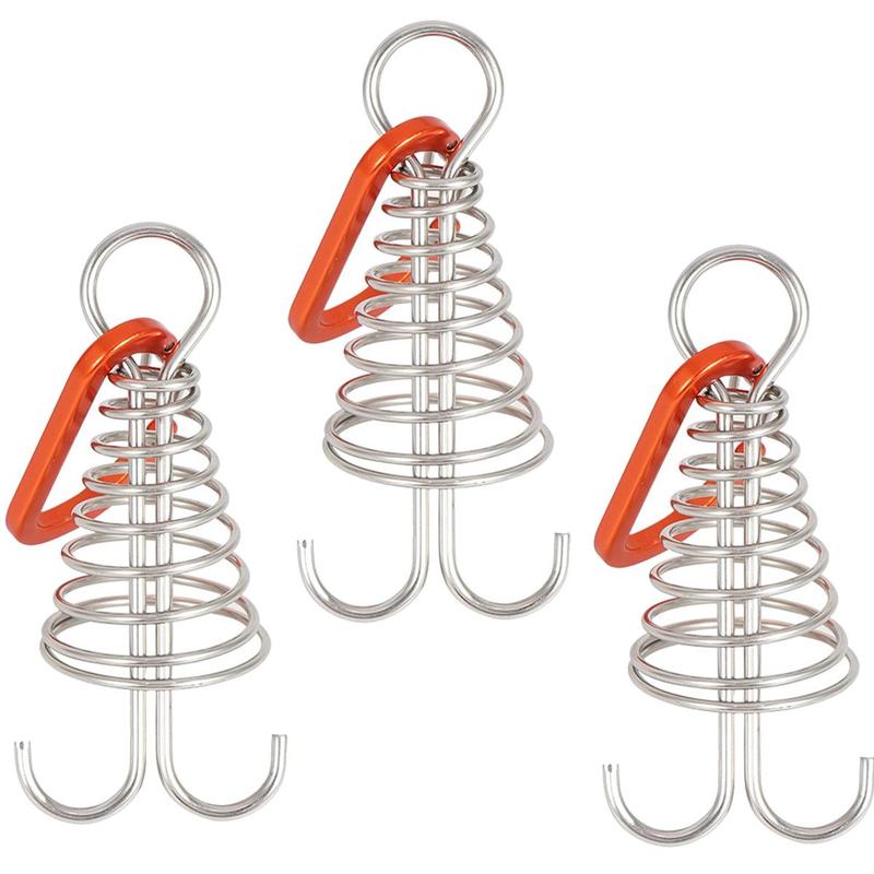 Deck Anchor Peg with Spring Hook, 3 Counts Portable Wind Rope Anchor, Windproof Tent Peg, Tent Accessories for Camping & Hiking