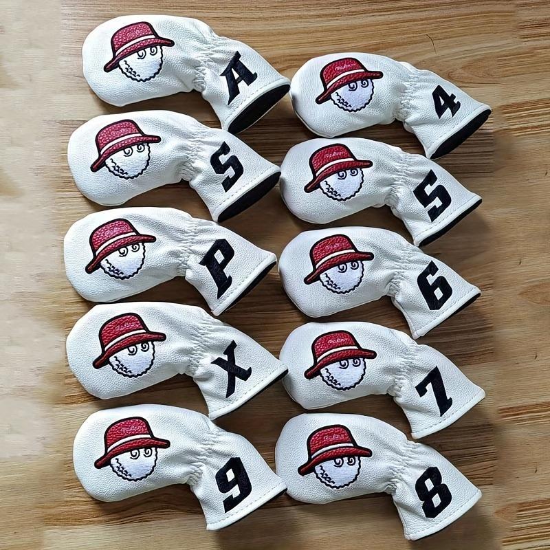 Golf Iron Head Cover, 10 Counts set PU Leather Golf Iron Club Head Cover, Golf Accessories for Men & Women, Protect Your Clubs and Look Great on the Course
