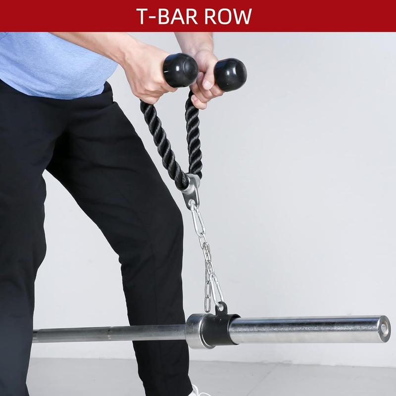 Tricep Rope 27 & 36 inches 2 Colors  Attachment  Machine Pulldown Heavy Duty Coated Nylon Rope with Solid Rubber Ends