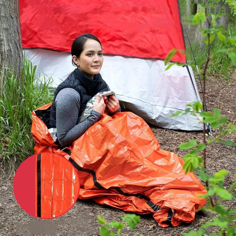 Emergency Sleeping Bag, 2 Counts Thermal Waterproof Sleeping Bag, Outdoor Sleeping Blanket, Sleeping Gear for Outdoor Camping Hiking