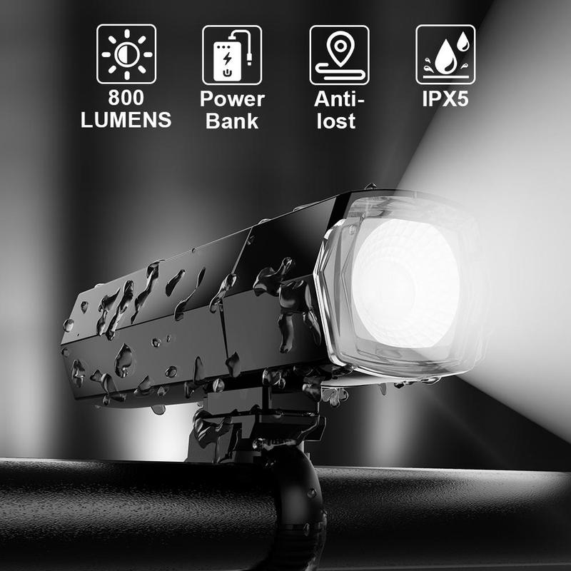 Rechargeable Bike Light, Super Bright Bicycle Headlight Built-in Apple Find My Positioner, Cycling Light for Outdoor