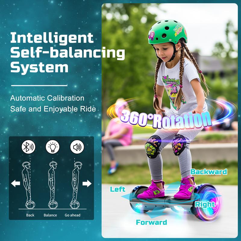 SISIGAD Hoverboard for Kids Ages 6-12,with Built-in Bluetooth Speaker&6.5