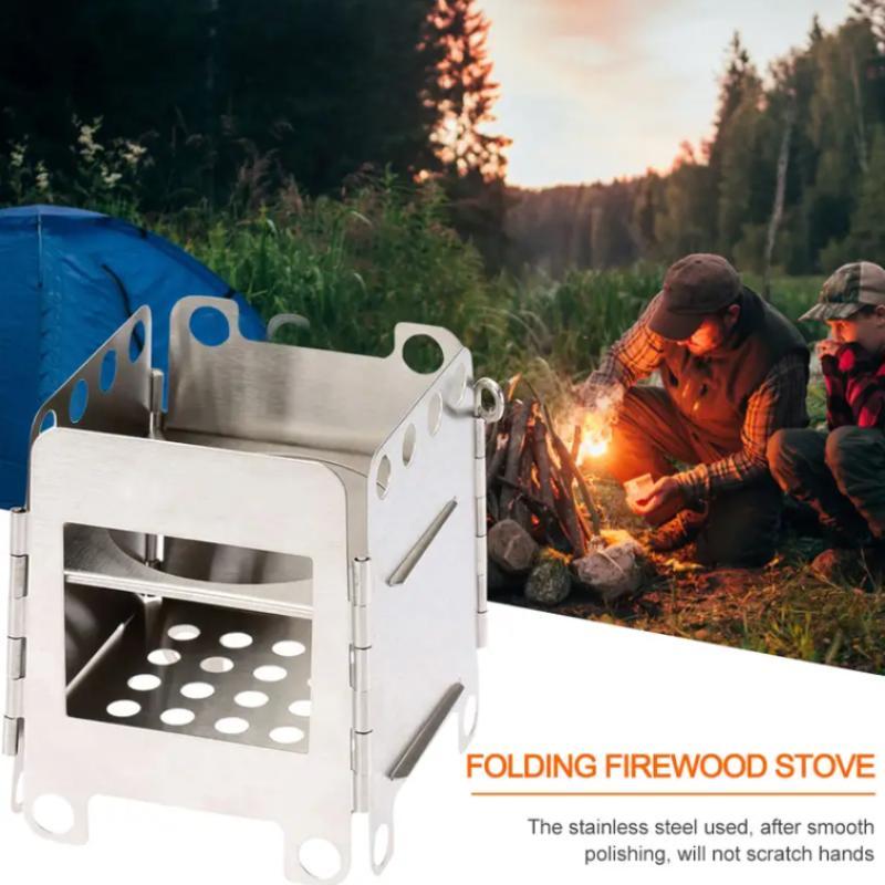 Outdoor Camping Stove, Portable Folding Wood Stove, Collapsible Camping Cooking Stove, Camping Kitchenware for Outdoor Picnic, Hunting, Camping Gadgets 2024, Camping Gear, Camping Accessories Camping Essentials, Camping Must Haves, Christmas Gift