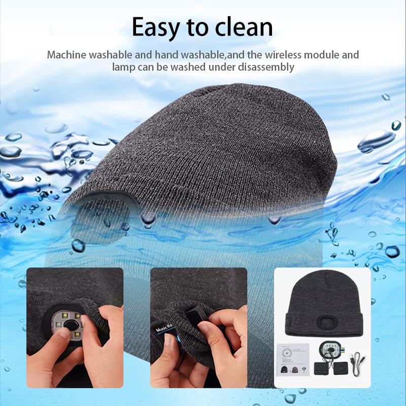 LED Light&Bluetooth Music Warm Beanie for Winter Sport,Hiking,Golf,Hunting,Camping,Skiing,Open-Ear, High-tech Gifts