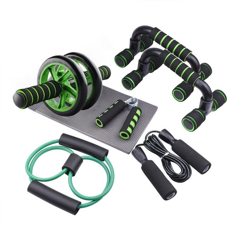 Home Workout Equipment, 7 Counts Abdominal Roller Wheel, H Push Up Bars, Skipping Rope, Hand Grip Trainer, Resistance Band & Mat, Fitness Equipment for Ab Training, Christmas, Christmas Gift