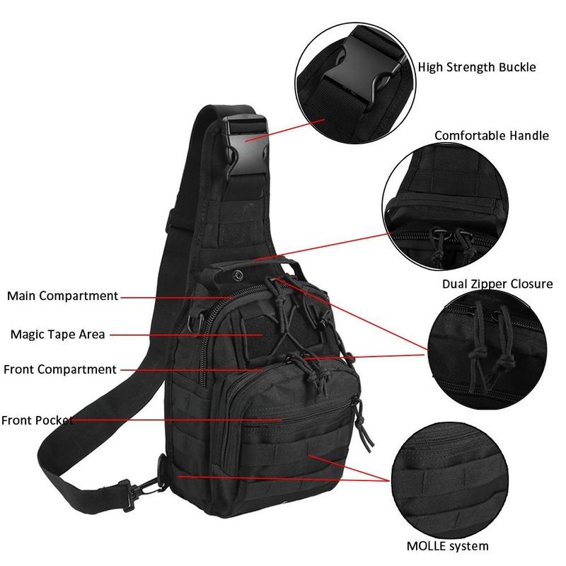 Tactical Compact EDC Sling Bag - Concealed Carry Shoulder Bag for Range, Travel, Hiking, Outdoor Sports