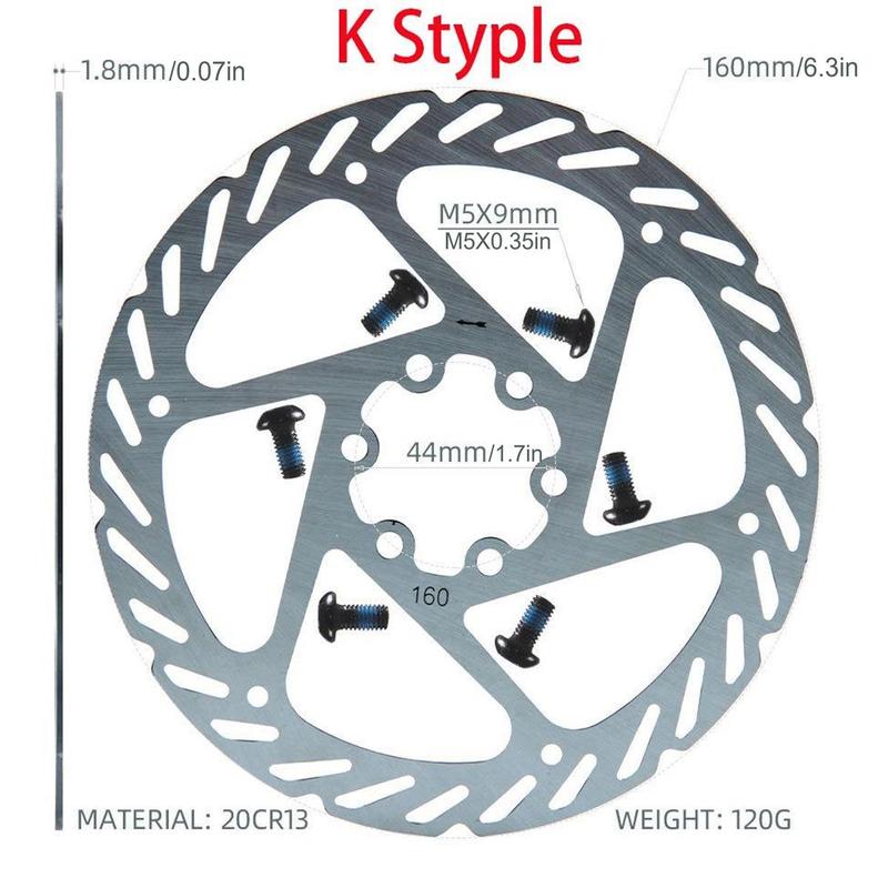 160mm Disc Brake Rotor with 6 Bolts, 2 Counts Stainless Steel Bicycle Rotors Fit for Road Bike, Mountain Bike