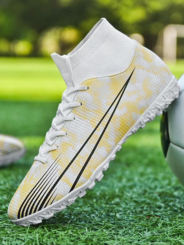 Men's All Over Geometric Print High-top Football Shoes, Professional Training Non-slip Men's Outdoor Indoor Sports Shoes, Big Boys Sports Football Shoes