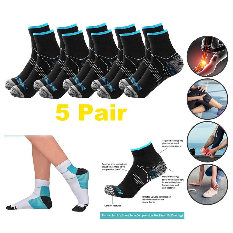 5 Pair Compression Socks, Non-slip Breathable Athletic Football Socks, Summer Compression Socks