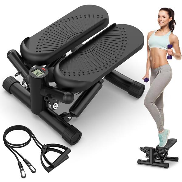 Steppers for Exercise, Twist Stair Steppers with Resistance Bands for Home Fitness,Max 330LBS,Stair Steppers with LCD Monitor