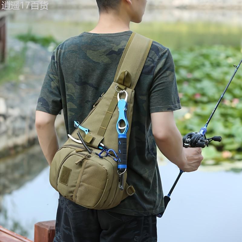 Water-Resistant Multifunctional Fishing Tackle Bag, Crossbody Shoulder Bag for Outdoor Fishing Hiking Climbing Gear Storage