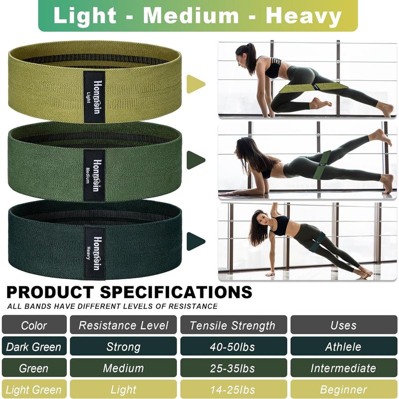 Resistance Bands for Working Out, 3 Levels Exercise Bands Workout Bands Set for Women Men, Hip Legs Booty Bands for Home Fitness, Gym, Yoga, Pilates Honmein