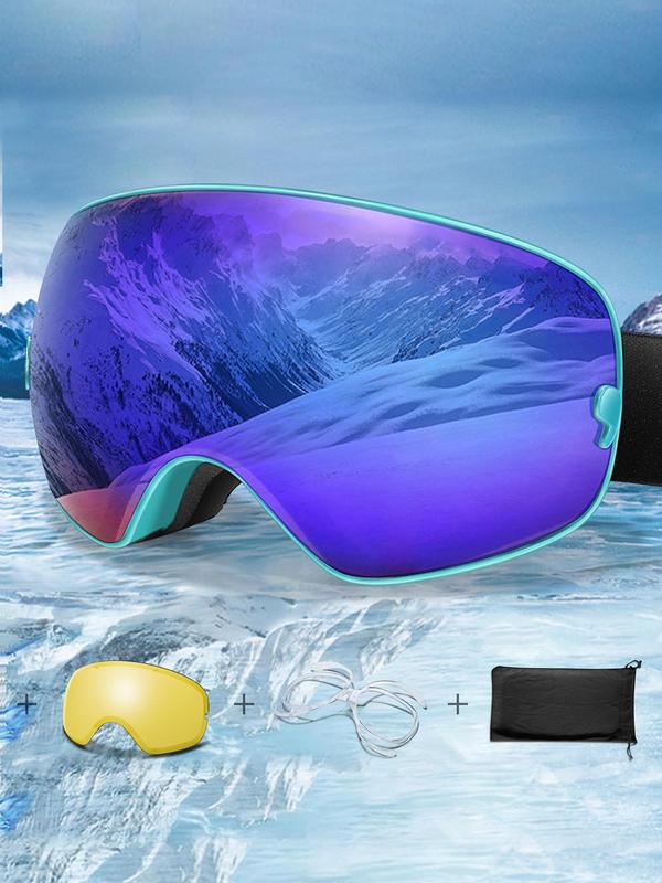 Unisex's Anti-fog Ski Goggles, Ski Goggles with Removable Lens & Storage Bag, Sporty Sunglasses for Skiing, Snowboarding, Snowmobile, Cycling