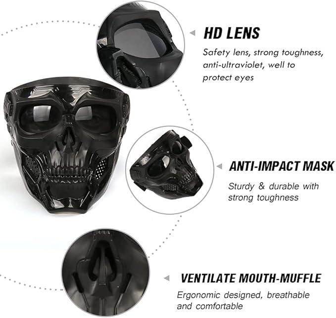 Skull Goggles Mask for ATV Motorcycle Riding Skiing Halloween CS Game Role Playing Skull Mask