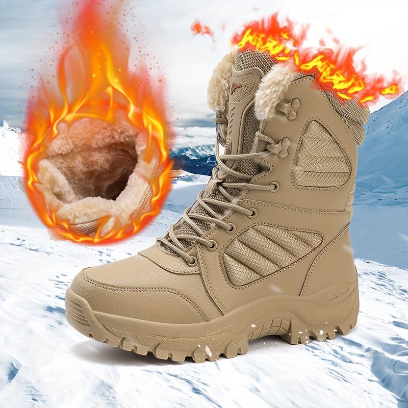 Warm Plush Lining Men's High-top Boots, Wear Resistant Outdoor Boots For Hiking And Climbing