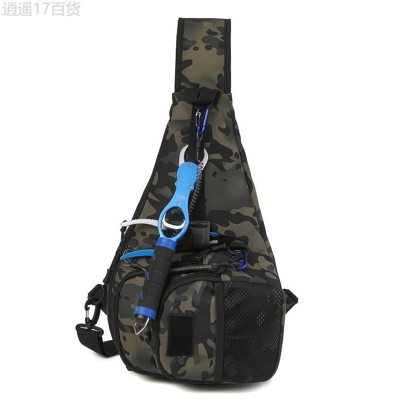 Water-Resistant Multifunctional Fishing Tackle Bag, Crossbody Shoulder Bag for Outdoor Fishing Hiking Climbing Gear Storage