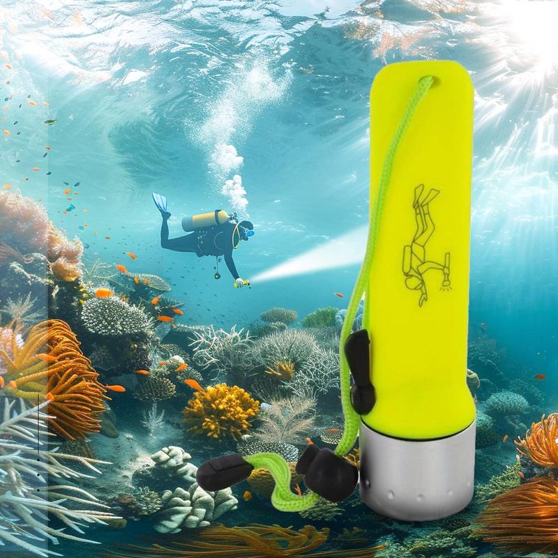 Portable Strong Light Diving Light, Waterproof Diving Flashlight, Suitable for Underwater Diving, Swimming, Emergency, Fishing, & Nighttime Walking (Battery Not Included)