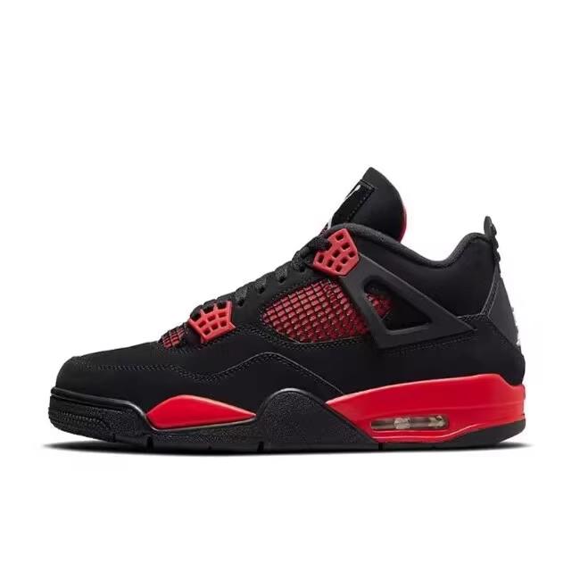 Hot selling Jordan 4 black and redcolor blocked fashionable classichigh top cushioned casual sportsshoes Winter Hot Sale -