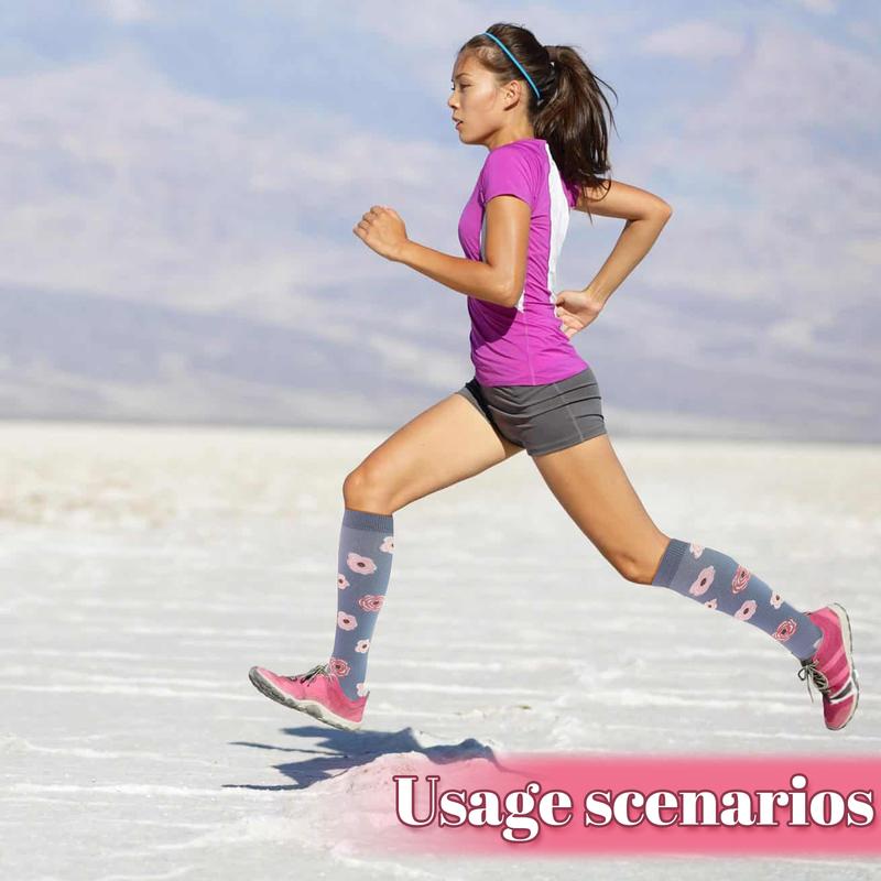 ANOTION 4 pack Nylon compression socks provide optimal support for women's circulation in running, Hiking and sports activities