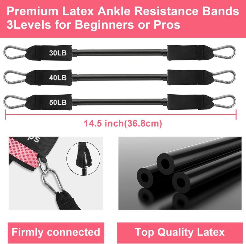 Booty Ankle Resistance Bands with Cuffs,Ankle Bands for Working Out, Glutes Workout Equipment,Adjustable Comfort fit Neoprene,Leg Resistance Bands for Women & Men Fitness Equipment