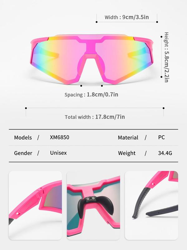 Unisex Colorblock Sports Sunglasses, Cycling Glasses, Sporty UV Protection Outdoor Cycling Sunglasses, Back To School Sun Protection Sports Sunglasses