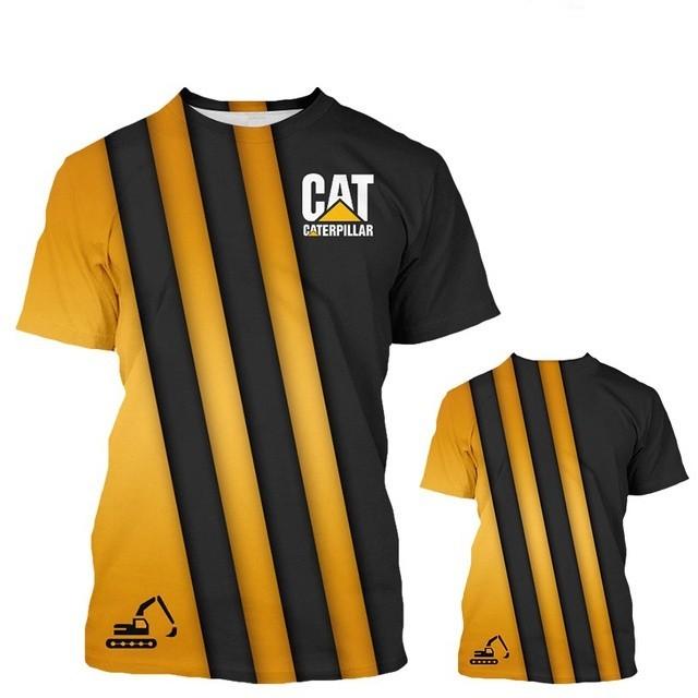 Caterpillar T shirts 3D Cat Excavator Print Streetwear Men's and Women's O-Neck Plus Size Sports Fashion T-shirt Tops