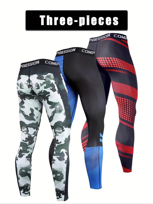 Men's Camo Print Compression Sports Leggings, Quick Drying Breathable Comfortable Skinny Pants, Men's Sportswear Clothing for Indoor Outdoor Wear