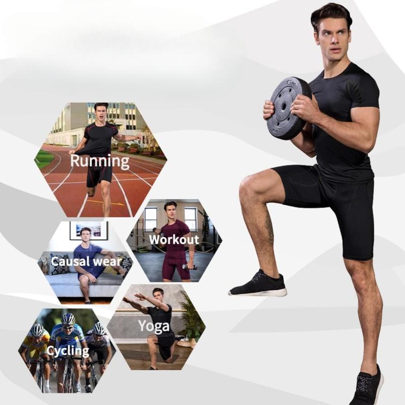 Men's Compression Shirts Short Sleeve Workout Gym T-Shirt Running Tops Cool Dry Sports Base Layer Athletic Undershirts