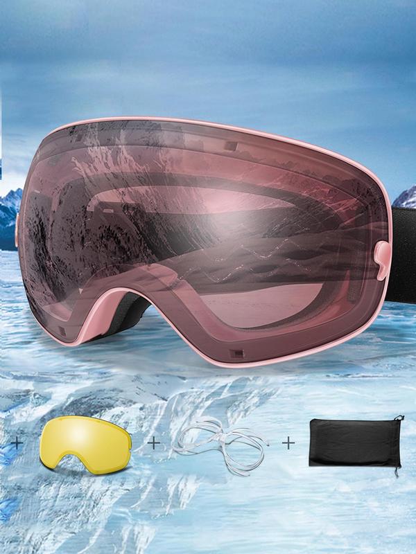 Unisex's Anti-fog Ski Goggles, Ski Goggles with Removable Lens & Storage Bag, Sporty Sunglasses for Skiing, Snowboarding, Snowmobile, Cycling