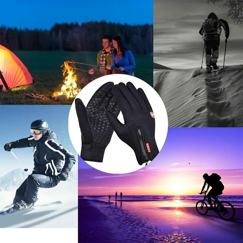 Winter Warm Gloves, Men's and Women's Outdoor Cycling Gloves, Warm Plush Lining for Sports, Fishing, Autumn Travel, Waterproof, Windproof and Non-slip Touch Screen Gloves