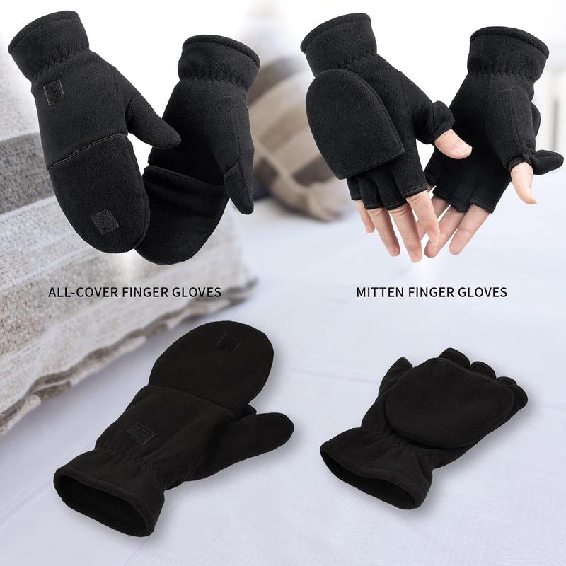 Winter Convertible Gloves Flip Top Mittens Warm Polar Fleece for Winter Running Painting Texting Photographing for Men Women
