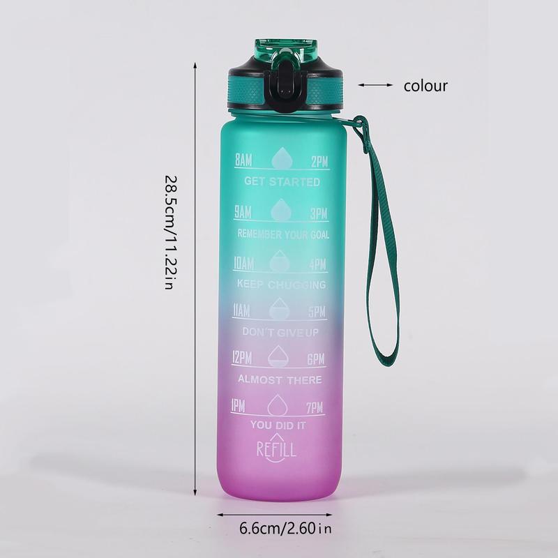 Gradient Water Bottle, Large Capacity Sports Drinking Cup with Straw, Outdoor Portable Water Bottle with Scale, Gym Accessories