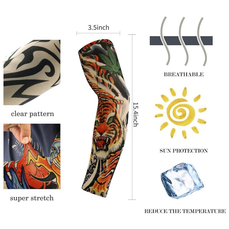 Tattoo Sleeves for Men, 12Pack Arm Sleeves Fake Tattoos Sleeves to Cover Arms Cooling Sun Protection Sleeves