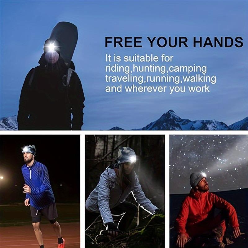 Unisex Beanie with Rechargeable Led Lights, A Hands-free Headlight Hat for Night Walking, Fishing, Camping and Hunting, The Perfect Christmas Holiday Gift