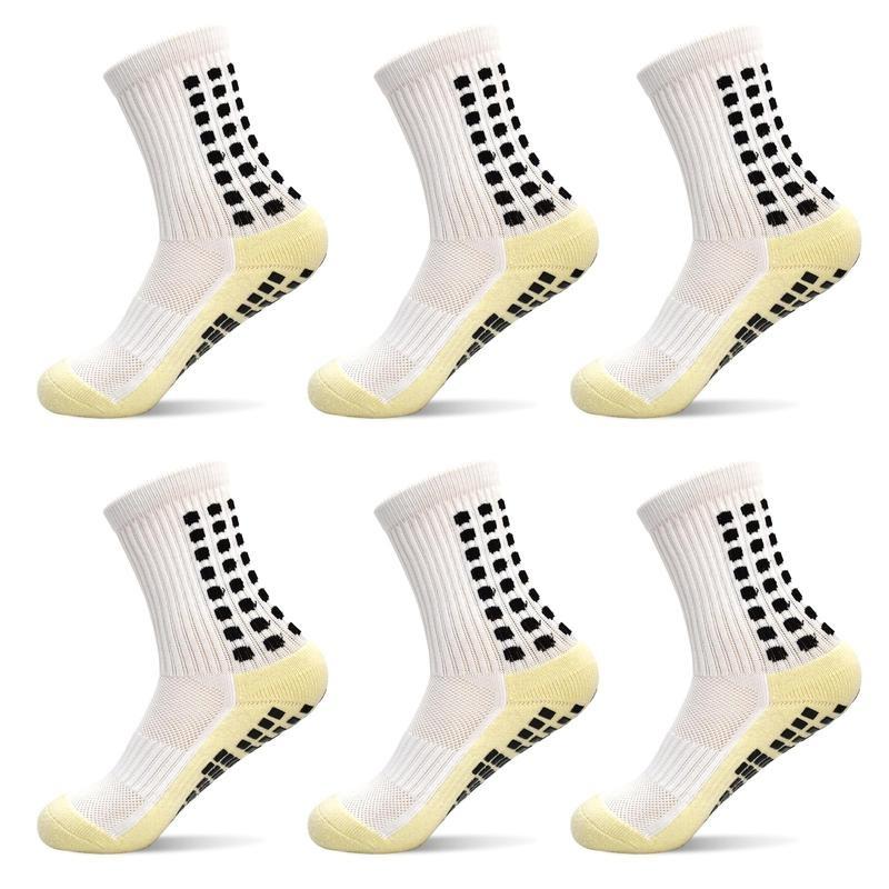 Men's  Socks 6 Pairs Mens Soccer Socks Grip Non-Slip Football Baseball Soccer Socks for Women Men's  Anti Slip Grip Pads Sports Athletic Socks