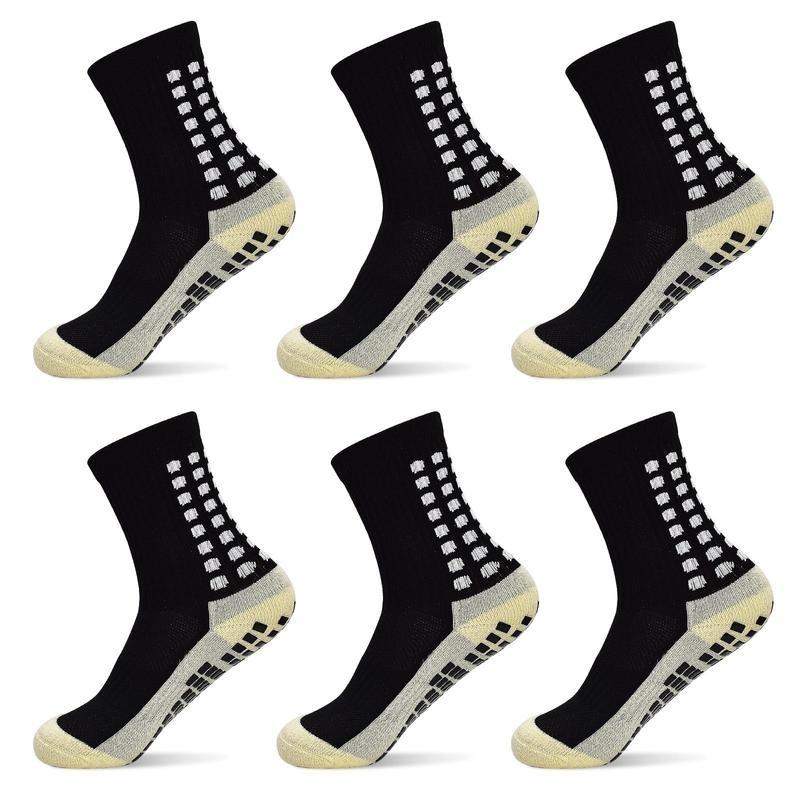 Men's  Socks 6 Pairs Mens Soccer Socks Grip Non-Slip Football Baseball Soccer Socks for Women Men's  Anti Slip Grip Pads Sports Athletic Socks