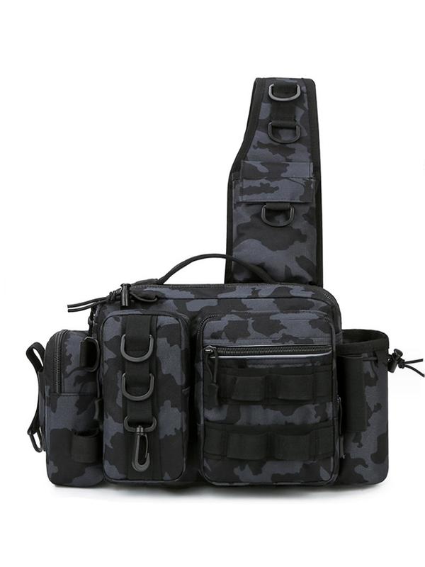 Unisex's Camo Pattern Sling Bag, Multi-functional Waterproof Large Capacity Tool Crossbody Bag, Travel Essentials, Gym Bag, Tackle Bag for Summer Fishing Camping Hiking Travelling, Gym Bag